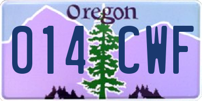 OR license plate 014CWF
