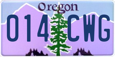 OR license plate 014CWG