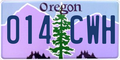 OR license plate 014CWH