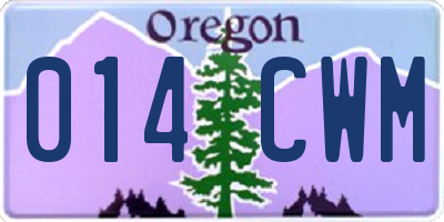 OR license plate 014CWM
