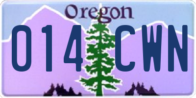 OR license plate 014CWN