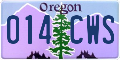 OR license plate 014CWS