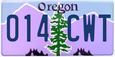 OR license plate 014CWT