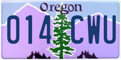 OR license plate 014CWU