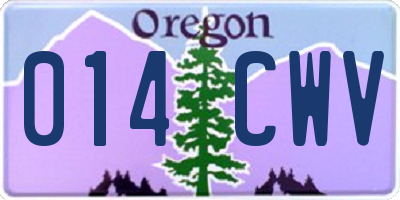 OR license plate 014CWV