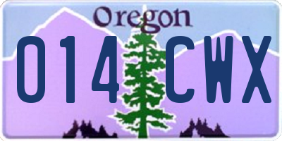 OR license plate 014CWX