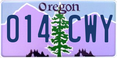 OR license plate 014CWY