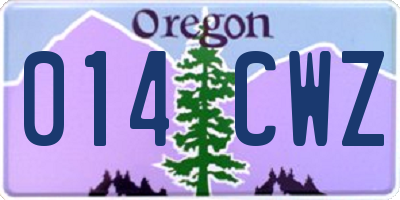 OR license plate 014CWZ