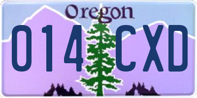OR license plate 014CXD