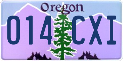 OR license plate 014CXI