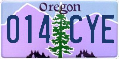 OR license plate 014CYE