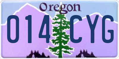OR license plate 014CYG
