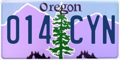 OR license plate 014CYN