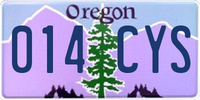 OR license plate 014CYS