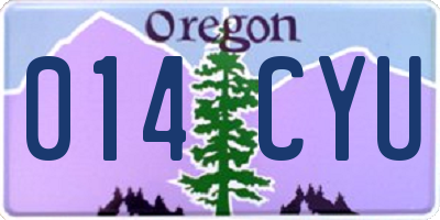 OR license plate 014CYU