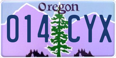 OR license plate 014CYX