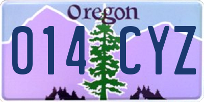 OR license plate 014CYZ