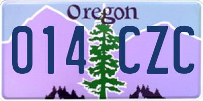 OR license plate 014CZC