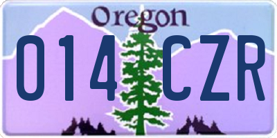 OR license plate 014CZR