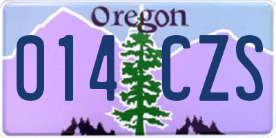 OR license plate 014CZS