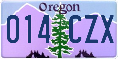OR license plate 014CZX