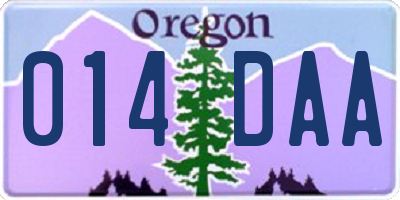OR license plate 014DAA