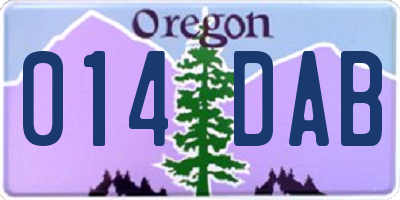 OR license plate 014DAB