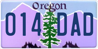 OR license plate 014DAD