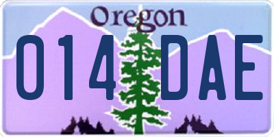 OR license plate 014DAE