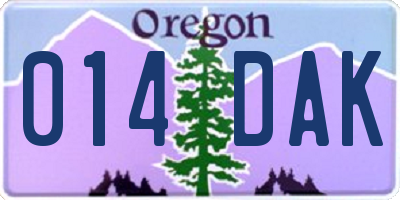 OR license plate 014DAK