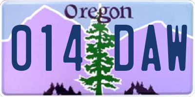 OR license plate 014DAW