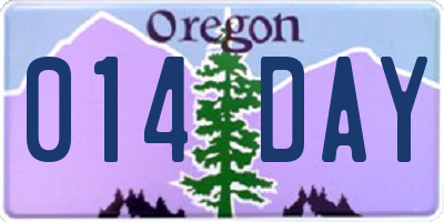 OR license plate 014DAY