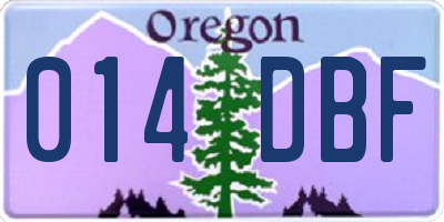 OR license plate 014DBF