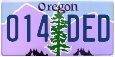OR license plate 014DED