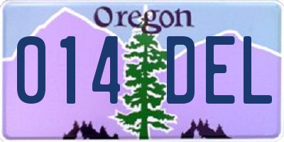 OR license plate 014DEL