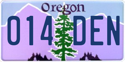 OR license plate 014DEN