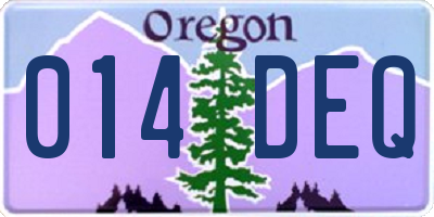 OR license plate 014DEQ