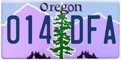 OR license plate 014DFA