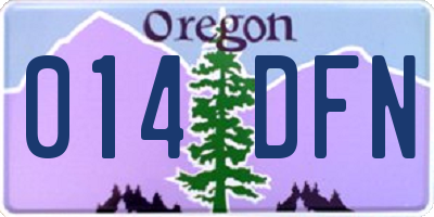OR license plate 014DFN