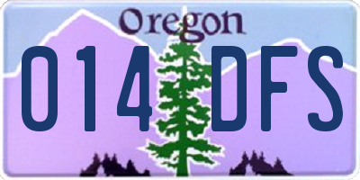 OR license plate 014DFS