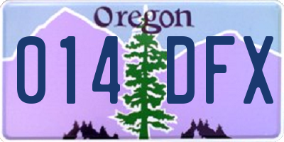 OR license plate 014DFX