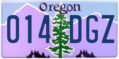 OR license plate 014DGZ