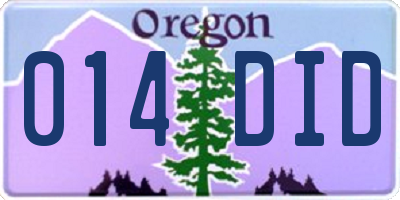 OR license plate 014DID