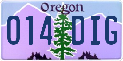 OR license plate 014DIG