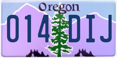 OR license plate 014DIJ