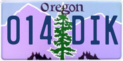 OR license plate 014DIK