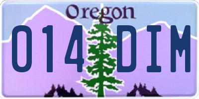 OR license plate 014DIM