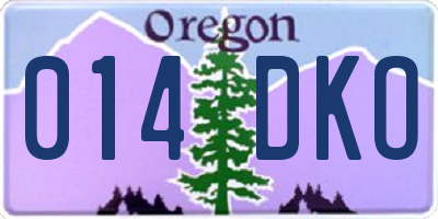 OR license plate 014DKO