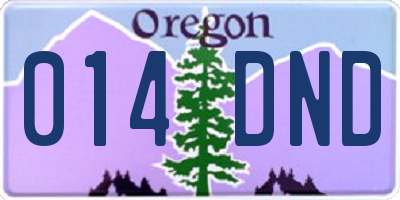 OR license plate 014DND