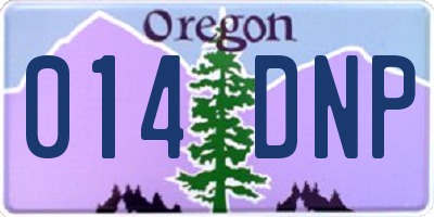 OR license plate 014DNP